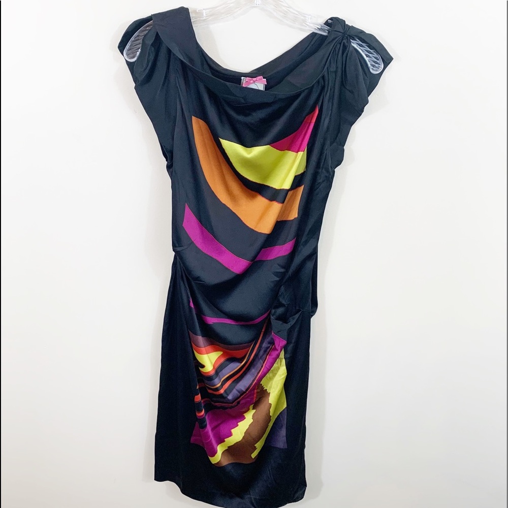 Yoana Baraschi black silk ruched midi dress